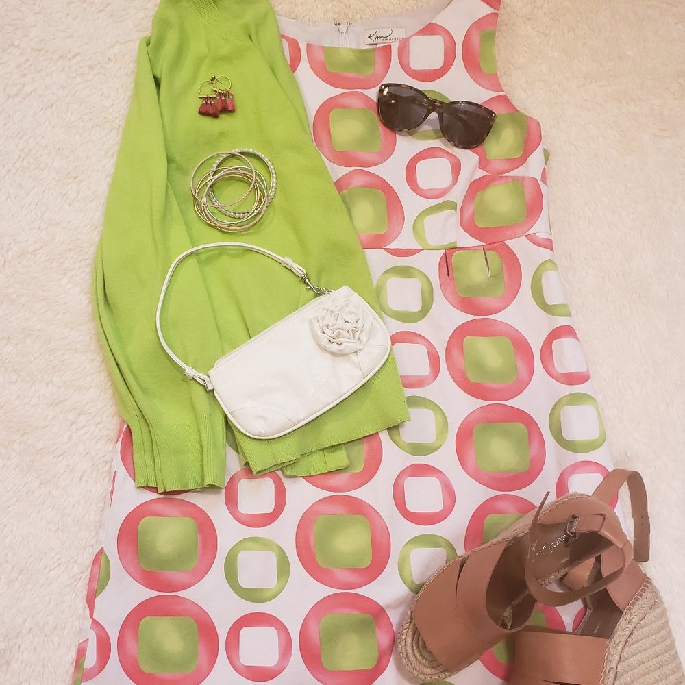 Kim Rogers Pink and Lime Green Dress